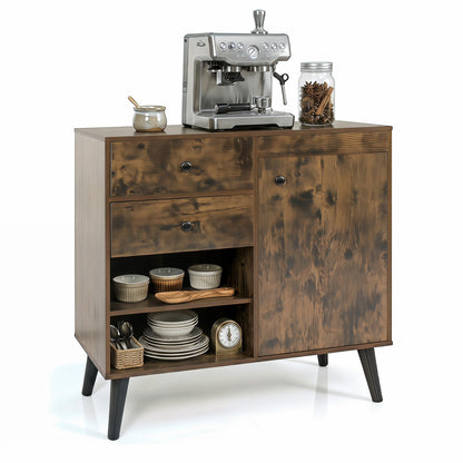 31" Sideboard Cabinet with 2 Open Compartments and 2 Drawers, Rustic Brown Sideboards Cabinets & Buffets at Gallery Canada