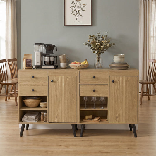 31" Sideboard Cabinet with 2 Open Compartments and 2 Drawers-Natrual, Natural Sideboards Cabinets & Buffets Natural at Gallery Canada