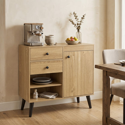31" Sideboard Cabinet with 2 Open Compartments and 2 Drawers-Natrual, Natural Sideboards Cabinets & Buffets at Gallery Canada