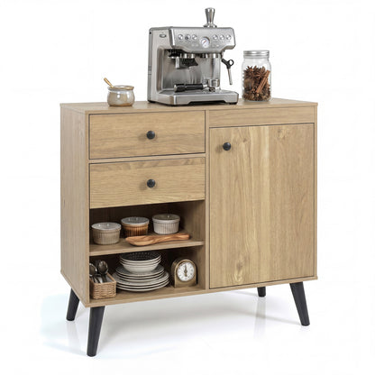 31" Sideboard Cabinet with 2 Open Compartments and 2 Drawers-Natrual, Natural Sideboards Cabinets & Buffets at Gallery Canada