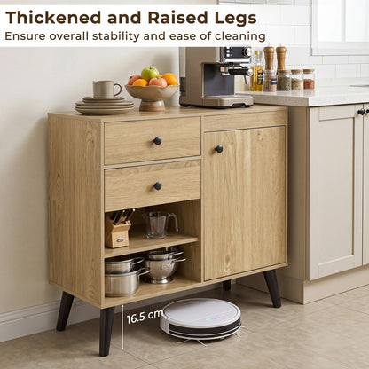 31" Sideboard Cabinet with 2 Open Compartments and 2 Drawers-Natrual, Natural Sideboards Cabinets & Buffets at Gallery Canada