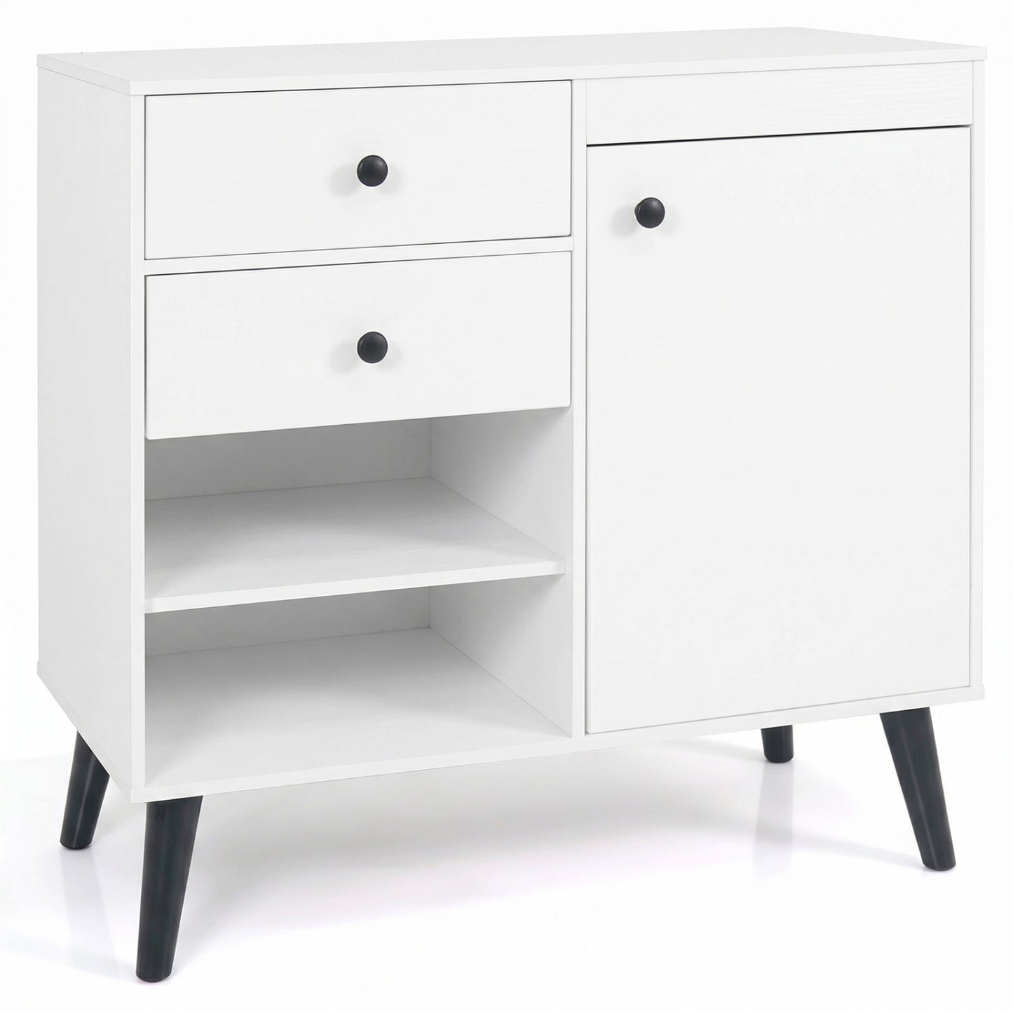 31" Sideboard Cabinet with 2 Open Compartments and 2 Drawers, White Sideboards Cabinets & Buffets White at Gallery Canada