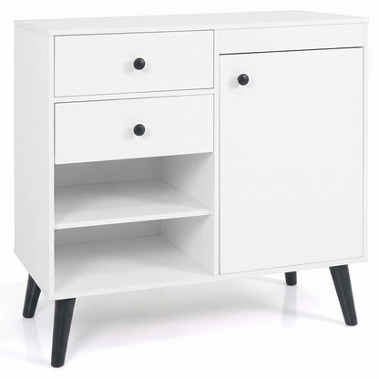 31" Sideboard Cabinet with 2 Open Compartments and 2 Drawers, White Sideboards Cabinets & Buffets White at Gallery Canada
