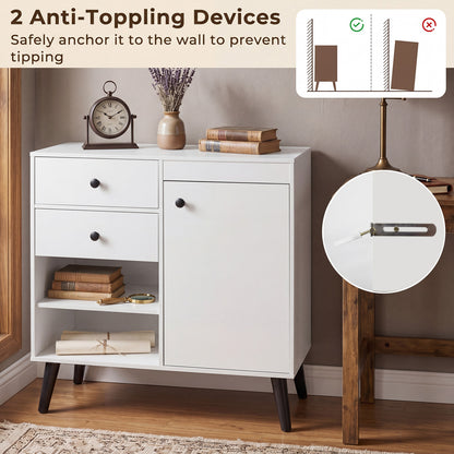 31" Sideboard Cabinet with 2 Open Compartments and 2 Drawers, White Sideboards Cabinets & Buffets at Gallery Canada