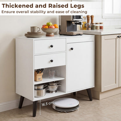 31" Sideboard Cabinet with 2 Open Compartments and 2 Drawers, White Sideboards Cabinets & Buffets at Gallery Canada