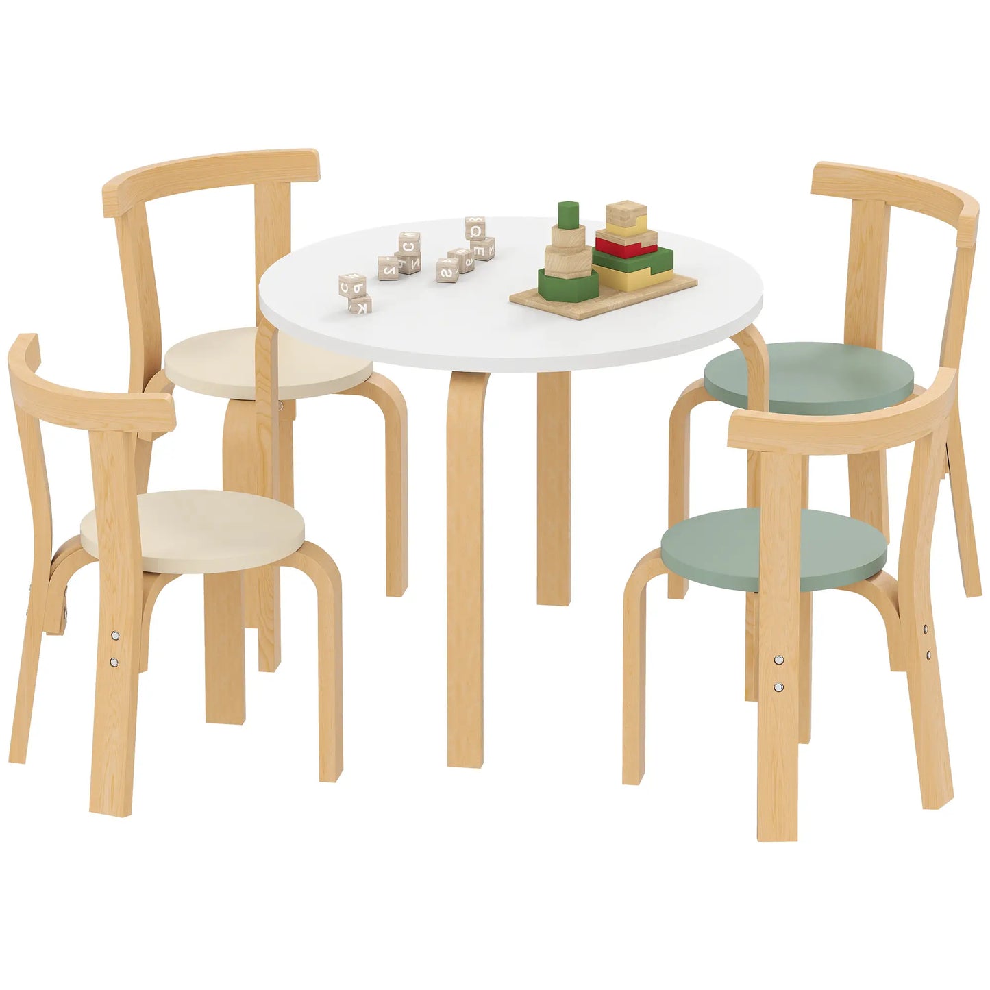 Wooden Kids Table and Chairs Set, Toddler Set for 3-8 Years, Green Kids Table Sets at Gallery Canada