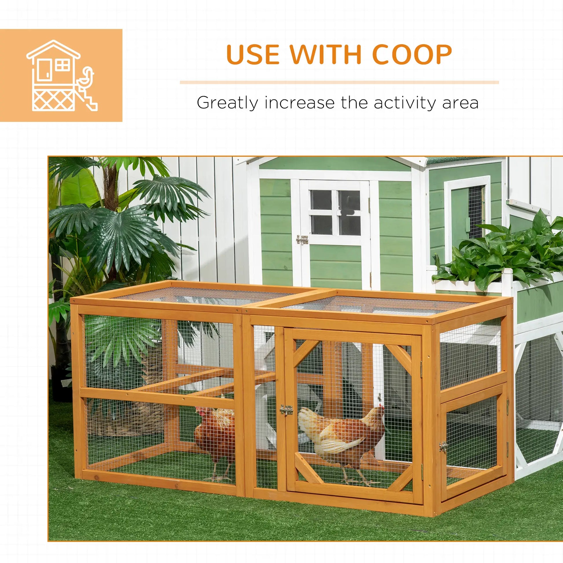 55" Wooden Chicken Coop Extension, Outdoor, Roosting Bars, Orange Chicken Coops at Gallery Canada