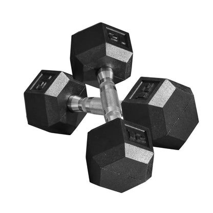Rubber Dumbbells Weight Set, 24lbs Total, 12lbs Each, Black Dumbbells & Barbells Black at Gallery Canada
