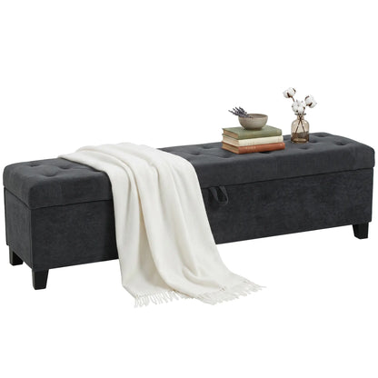 Banc de rangement Ottoman "63" pour lit queen/king, gris foncé