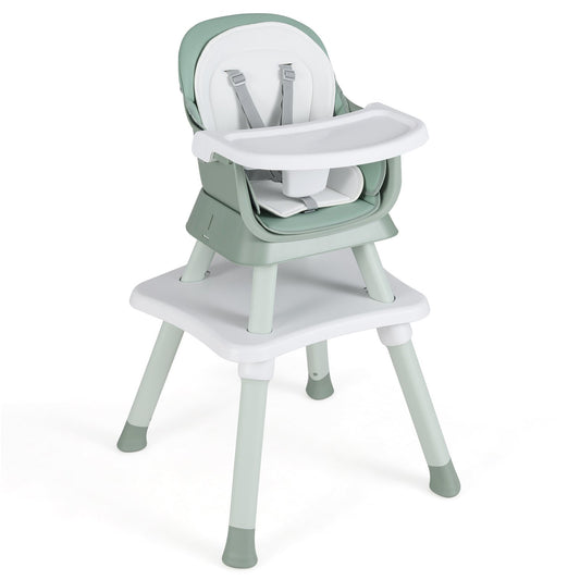 6-in-1 Convertible Baby High Chair with Adjustable Removable Tray, Green High Chairs Green at Gallery Canada
