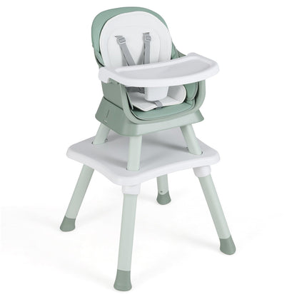 6-in-1 Convertible Baby High Chair with Adjustable Removable Tray, Green High Chairs at Gallery Canada