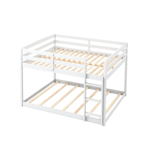 Full Over Full Bunk Bed Low-to-ground Bunk Bed, White Bunk Bed Frame White at Gallery Canada