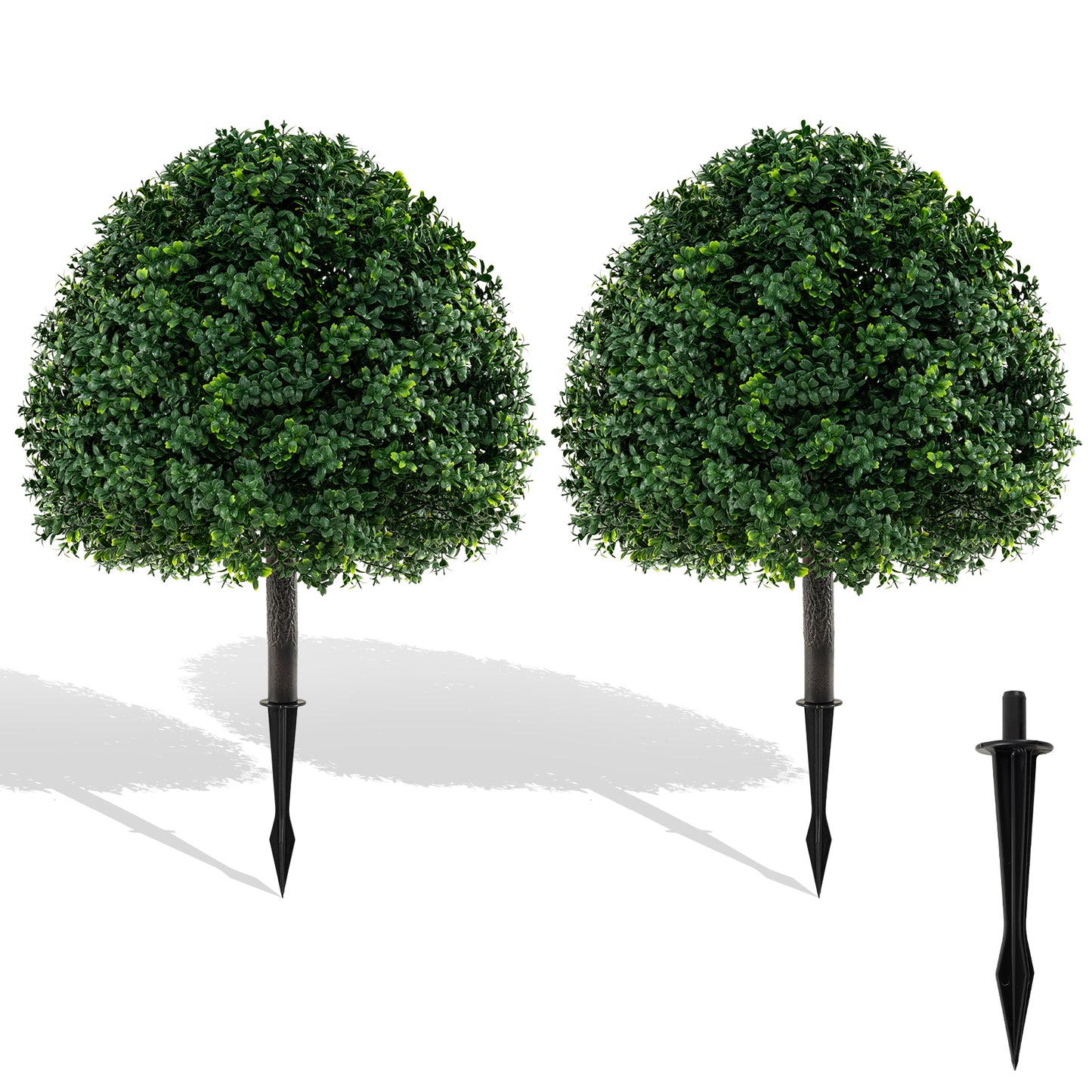 28 Inches Artificial Boxwood Topiary Ball Tree Set of 2 with Ground Spike, Green Faux Plants at Gallery Canada