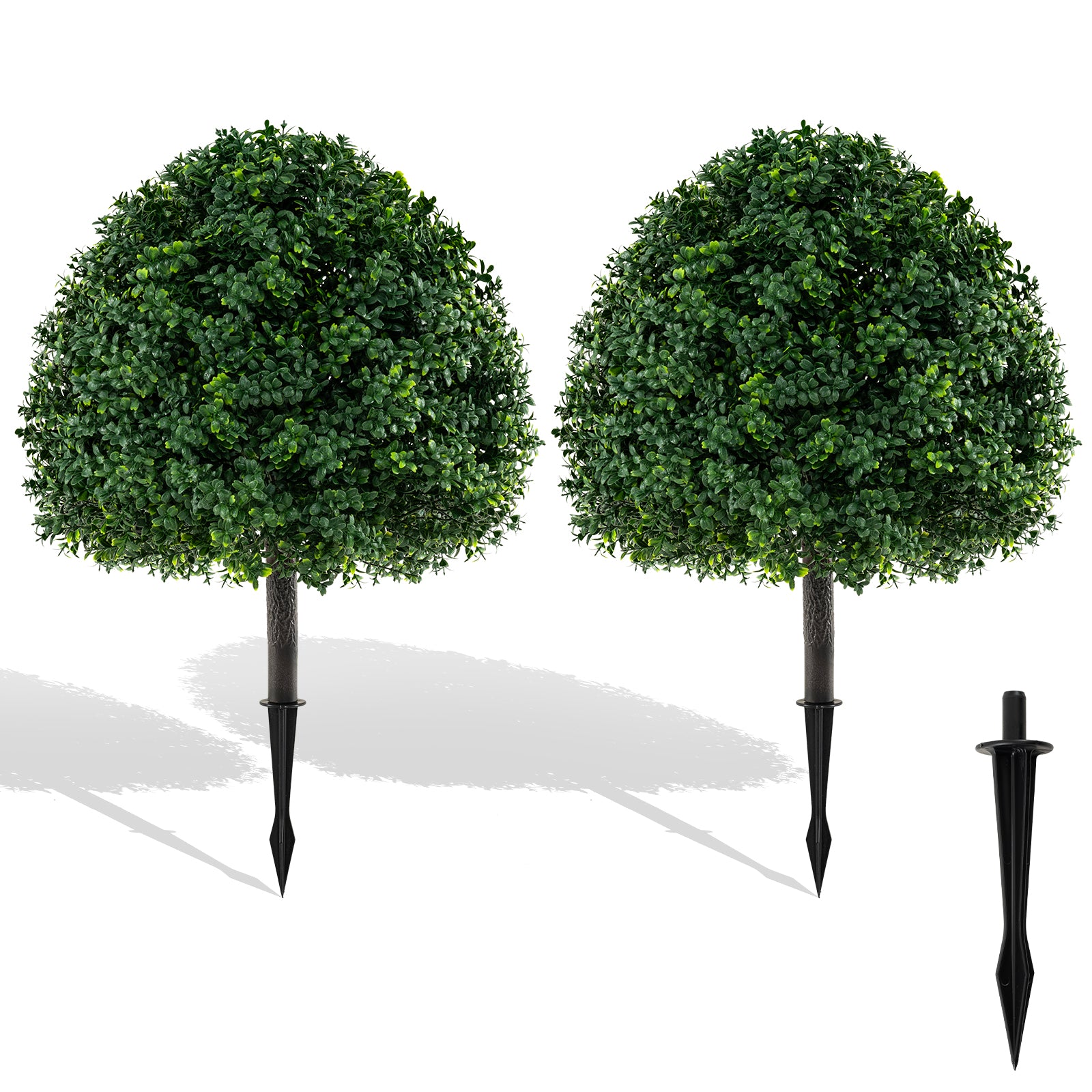 28 Inches Artificial Boxwood Topiary Ball Tree Set of 2 with Ground Spike, Green Faux Plants at Gallery Canada