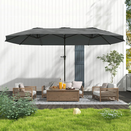 13ft Double-Sided Patio Umbrella, Crank Handle, Light Grey Sun Umbrellas at Gallery Canada