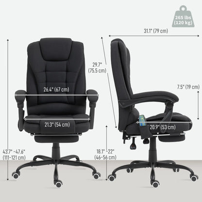 7-Point Vibrating Massage Chair, Reclining Office Chair with Footrest, Black Massage Chairs at Gallery Canada