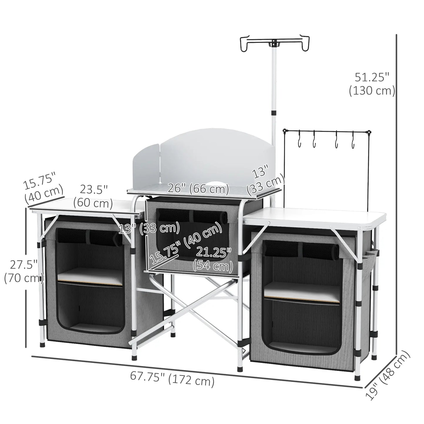 Portable Aluminum Camping Table, Fabric Cupboards, Windshield, Grey Picnic Tables & Camping Chairs at Gallery Canada
