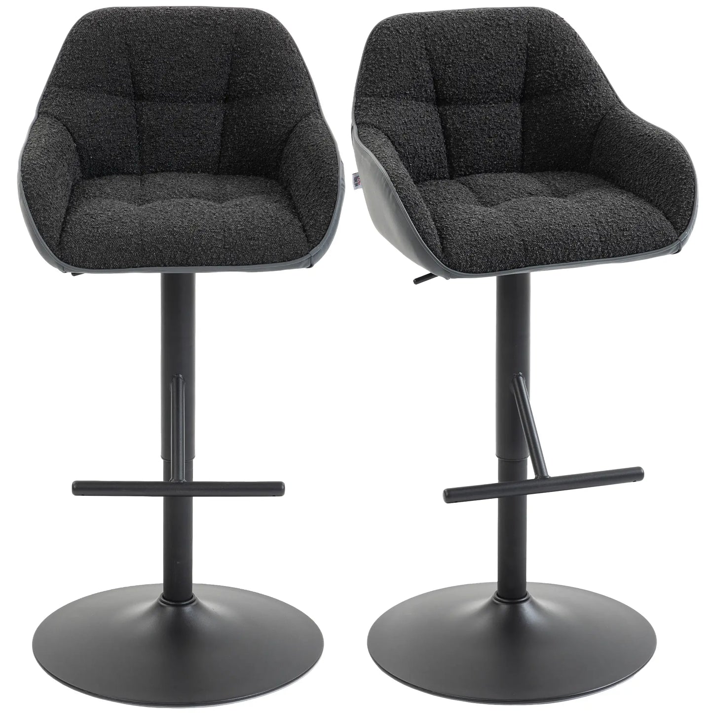 Swivel Counter Height Bar Stools Set of 2, Adjustable Height, Black Bar Stools at Gallery Canada