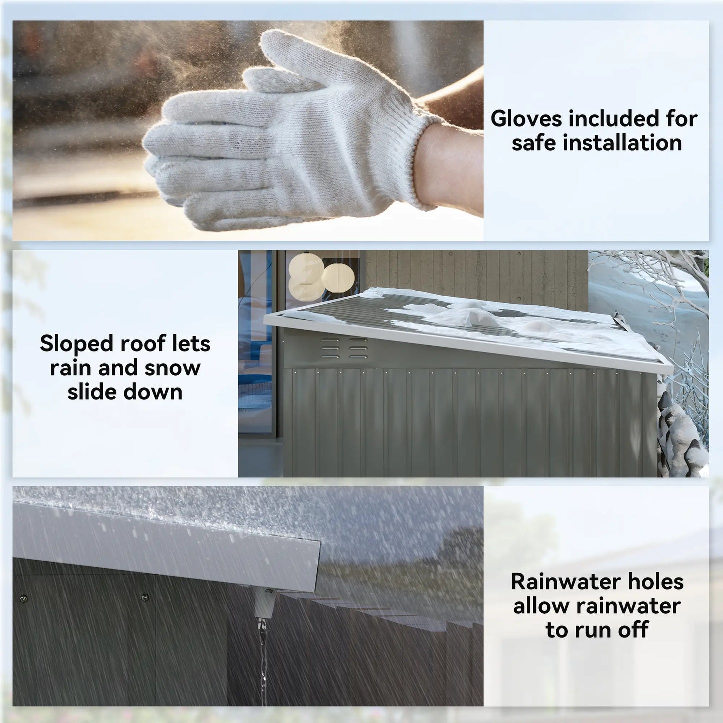 8.5' x 6' Galvanised Steel Outdoor Storage Shed, Garden Shed, Grey