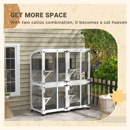 Outdoor Catio, Elevated Design with Wheels, Resting Box, Water-Resistant, Grey, White Outdoor Cat Enclosures at Gallery Canada