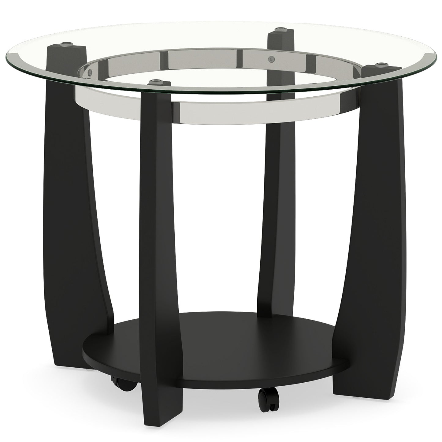 32" 2-Tier Glass Round Coffee Table with Storage Shelf, Black Coffee Tables at Gallery Canada