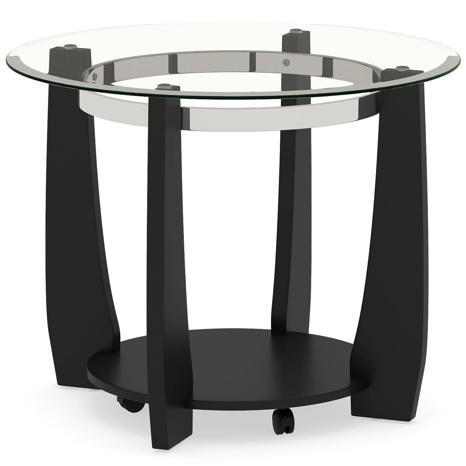 32" 2-Tier Glass Round Coffee Table with Storage Shelf, Black Coffee Tables at Gallery Canada