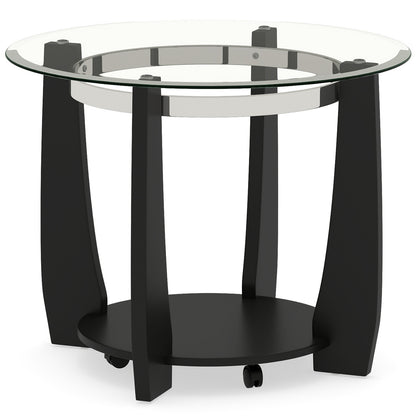 32" 2-Tier Glass Round Coffee Table with Storage Shelf, Black Coffee Tables at Gallery Canada