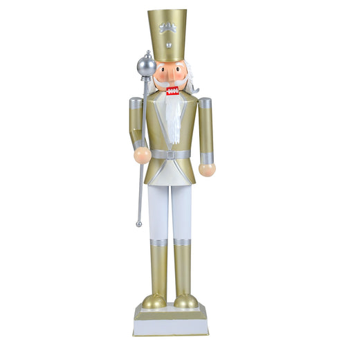 32.5 Inch Christmas Nutcracker with High Hat and Beautiful Scepter, White & Golden