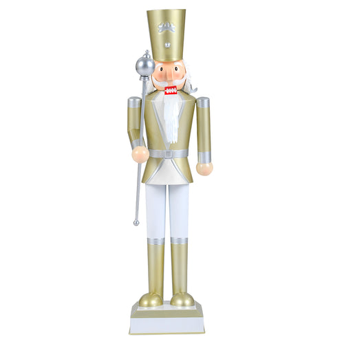 32.5 Inch Christmas Nutcracker, High Hat Scepter, White Golden