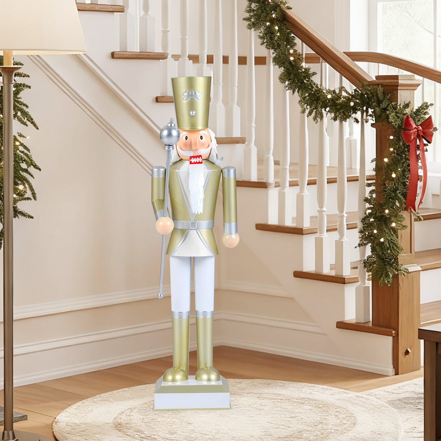 32.5 Inch Christmas Nutcracker, High Hat Scepter, White Golden Christmas Decor & Accessories at Gallery Canada
