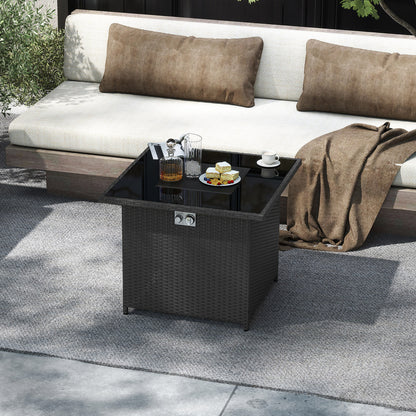 32.5 Inch Propane Fire Pit Table 5000 BTU with Tempered Glass Tabletop, Black Fire Pit Tables at Gallery Canada