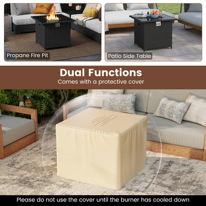 32.5 Inch Propane Fire Pit Table 5000 BTU with Tempered Glass Tabletop, Black Fire Pit Tables at Gallery Canada