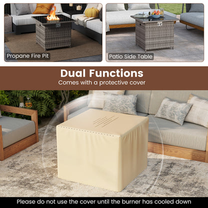 32.5 Inch Propane Fire Pit Table 5000 BTU with Tempered Glass Tabletop, Gray Fire Pit Tables at Gallery Canada