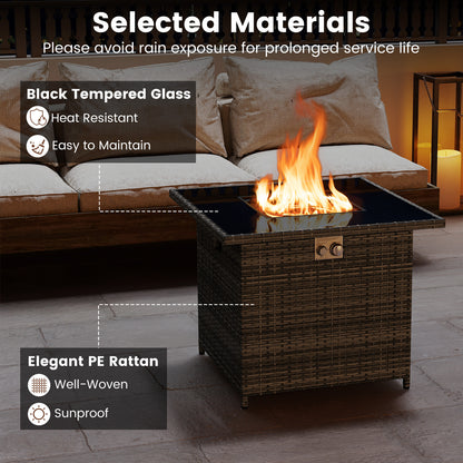 32.5 Inch Propane Fire Pit Table 5000 BTU with Tempered Glass Tabletop, Gray Fire Pit Tables at Gallery Canada