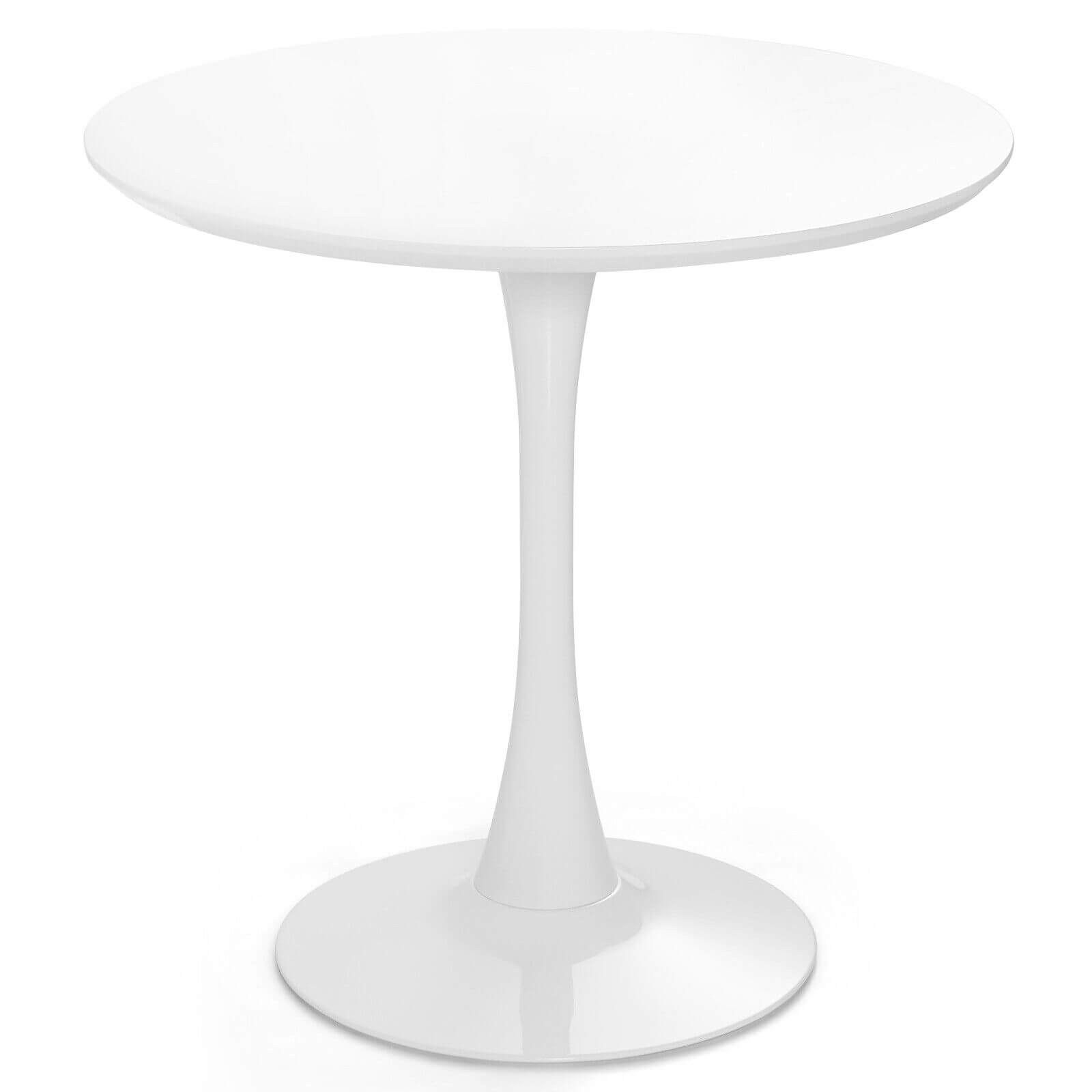 32 Inch Tulip Round Dining Table, MDF Top, White Dining Tables White at Gallery Canada