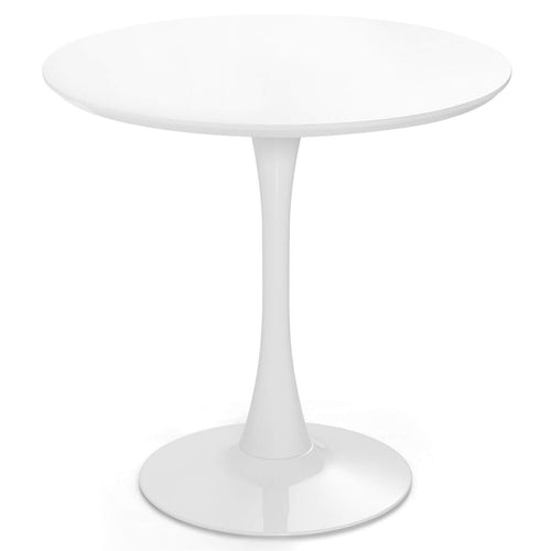 32 Inch Tulip Round Dining Table, MDF Top, White