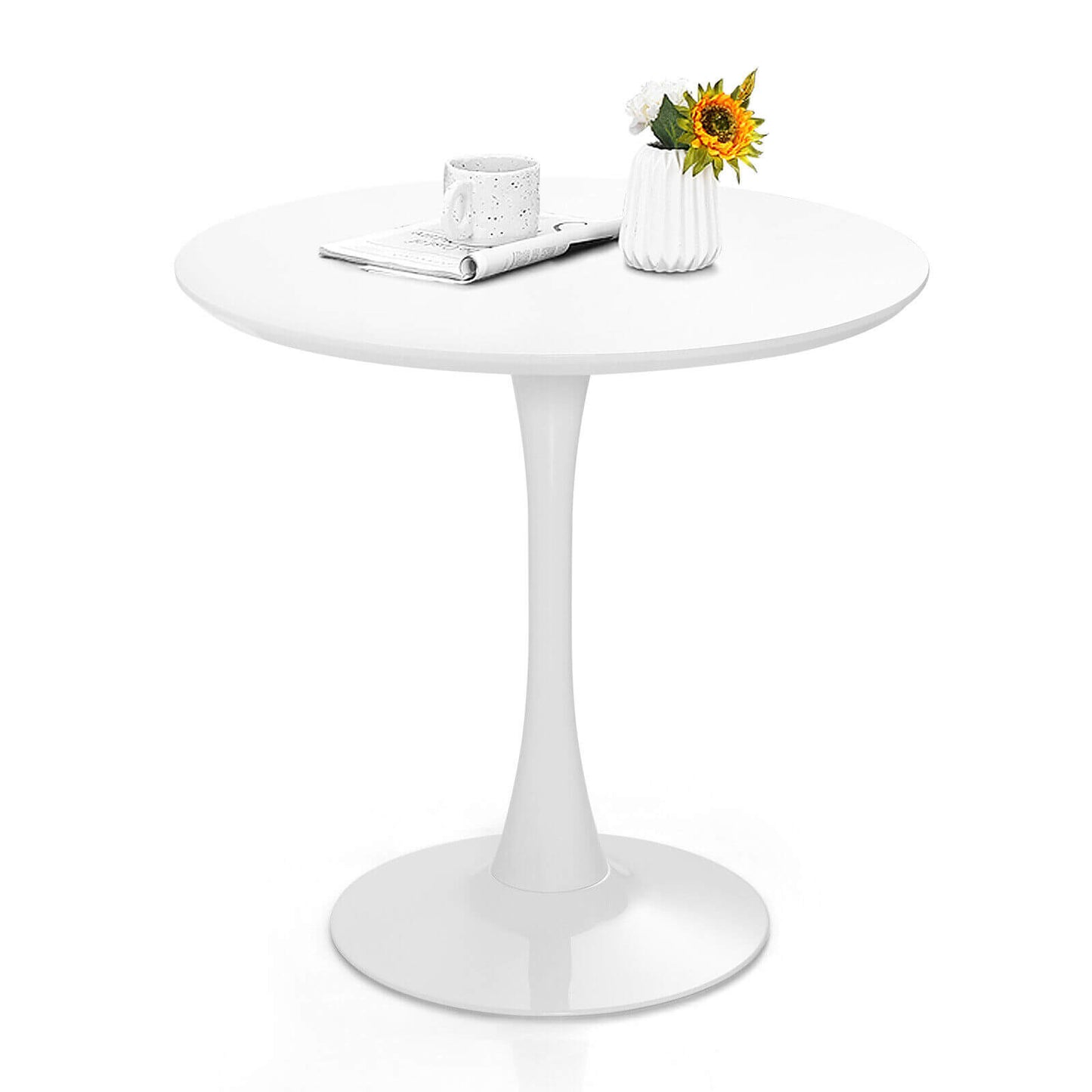32 Inch Tulip Round Dining Table, MDF Top, White Dining Tables at Gallery Canada