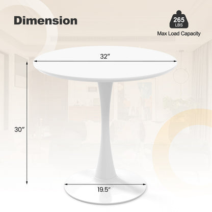 32 Inch Tulip Round Dining Table, MDF Top, White Dining Tables at Gallery Canada