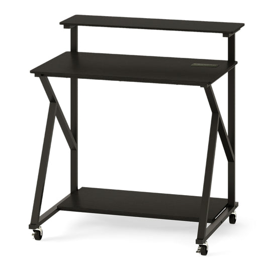 32 Inch Rolling Computer Desk, Power Outlets, Black Writing Desks Black at Gallery Canada