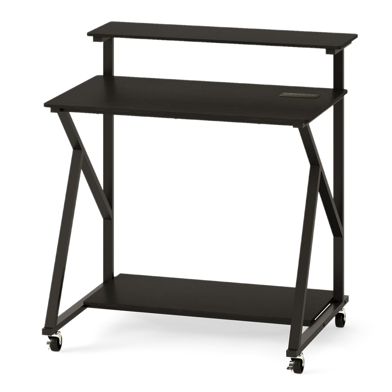 32 Inch Rolling Computer Desk, Power Outlets, Black Writing Desks at Gallery Canada