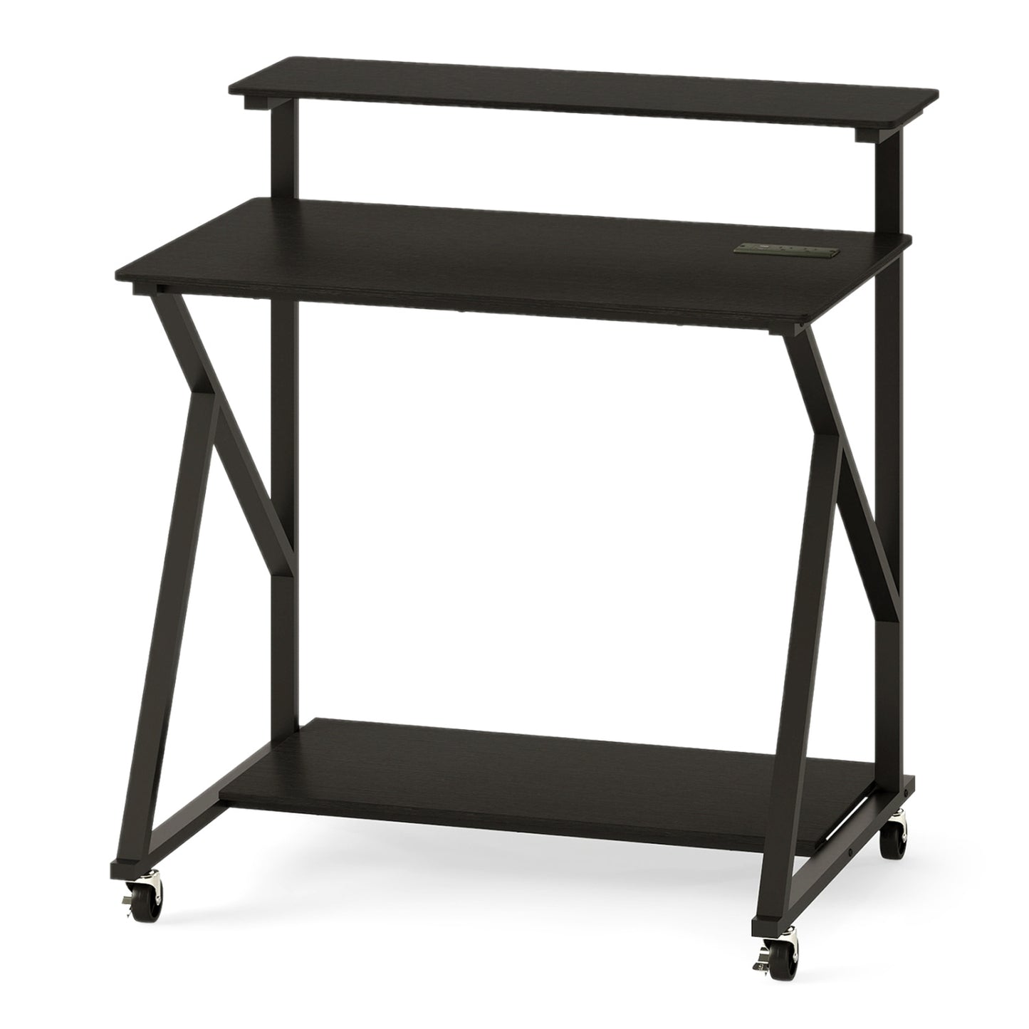 32 Inch Rolling Computer Desk, Power Outlets, Black Writing Desks at Gallery Canada