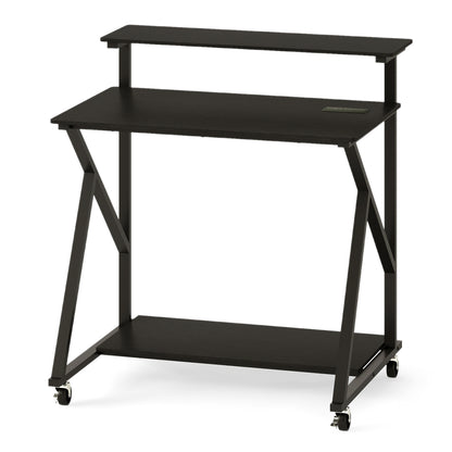 32 Inch Rolling Computer Desk, Power Outlets, Black Writing Desks at Gallery Canada