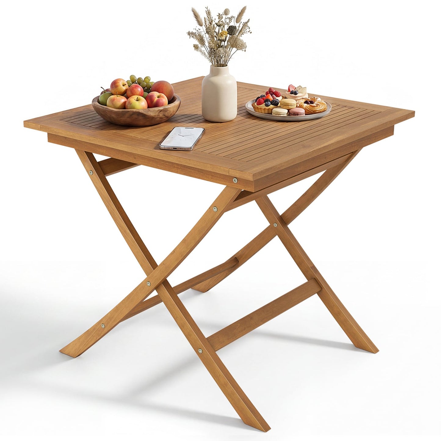 32-Inch Square Solid Teak Wood Patio Dining Table for 4 Patio Dining Tables at Gallery Canada