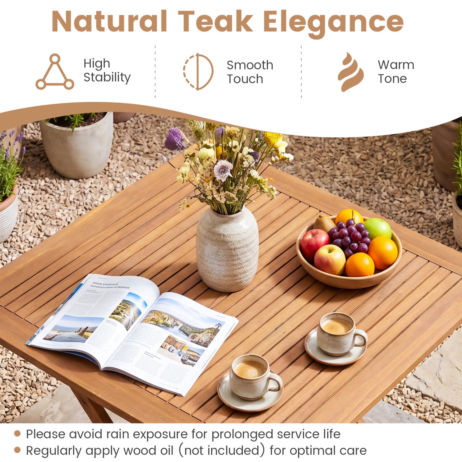 32-Inch Square Solid Teak Wood Patio Dining Table for 4 Patio Dining Tables at Gallery Canada
