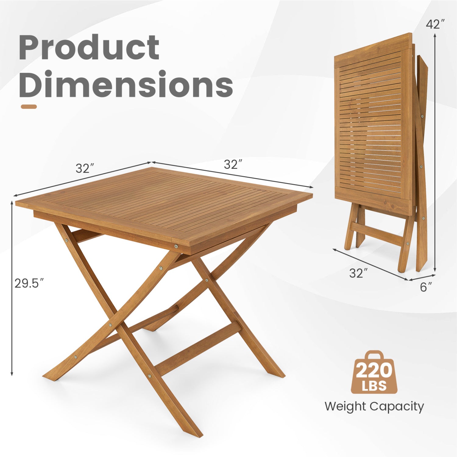 32-Inch Square Solid Teak Wood Patio Dining Table for 4 Patio Dining Tables at Gallery Canada