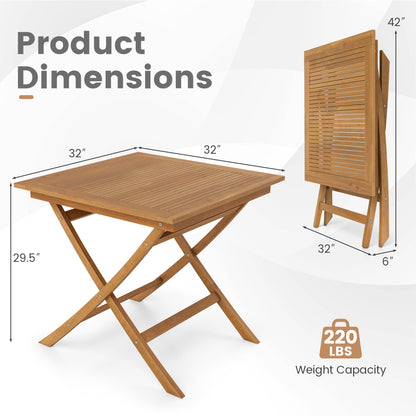 32-Inch Square Solid Teak Wood Patio Dining Table for 4 Patio Dining Tables at Gallery Canada