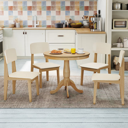 32 Inch Wooden Round Pub Pedestal Side Table-natural, Natural Dining Tables at Gallery Canada