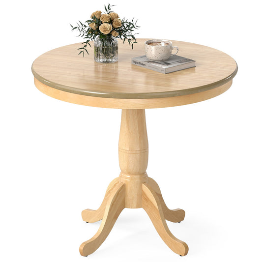 32 Inch Wooden Round Pub Pedestal Side Table-natural, Natural Dining Tables Natural at Gallery Canada