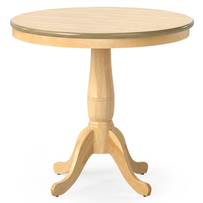 32 Inch Wooden Round Pub Pedestal Side Table-natural, Natural Dining Tables at Gallery Canada