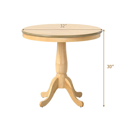 32 Inch Wooden Round Pub Pedestal Side Table-natural, Natural Dining Tables at Gallery Canada